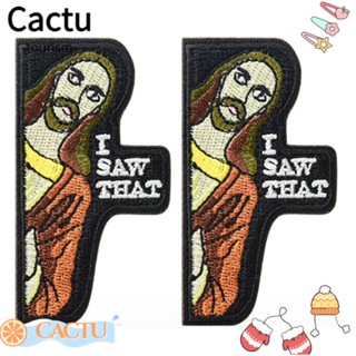 Cactu แผ่นแพทช์ ปักลายตลก และตะขอ และห่วง สําหรับทําเสื้อโค้ท DIY
