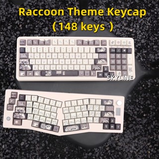 【ลดราคา】ปุ่มกดคีย์บอร์ด ธีมแรคคูน เชอร์รี่ 148 คีย์ สําหรับคีย์บอร์ด Mx Switch Raccoon PBT