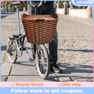 [Etivaxa] ตะกร้าจักรยาน แบบสาน พร้อมฝาปิด สําหรับจักรยานเสือภูเขา