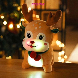 Aroma ตุ๊กตาซานตาคลอส กวางเอลก์ มีไฟ LED น่ารัก ของขวัญคริสต์มาส ของเล่นสําหรับเด็ก ตกแต่งบ้าน