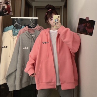 เสื้อคาร์ดิแกนกันหนาว แขนยาว มีฮู้ด พิมพ์ลายตัวอักษร ทรงหลวม สไตล์เกาหลี ฮาราจูกุ แฟชั่นฤดูใบไม้ร่วง สําหรับผู้หญิง