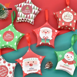 Merry Christmas กล่องกระดาษใส่ขนม รูปดาว / กล่องของขวัญ พิมพ์ลายการ์ตูนซานตาคลอส สโนว์แมน น่ารัก