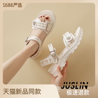JUSLIN   รองเท้าแตะผู้หญิง ส้นแบน ใส่สบาย สไตล์เกาหลี รองเท้าแฟชั่น 2023 ใหม่  Unique ทันสมัย High quality ins B98G0FY 37Z230910