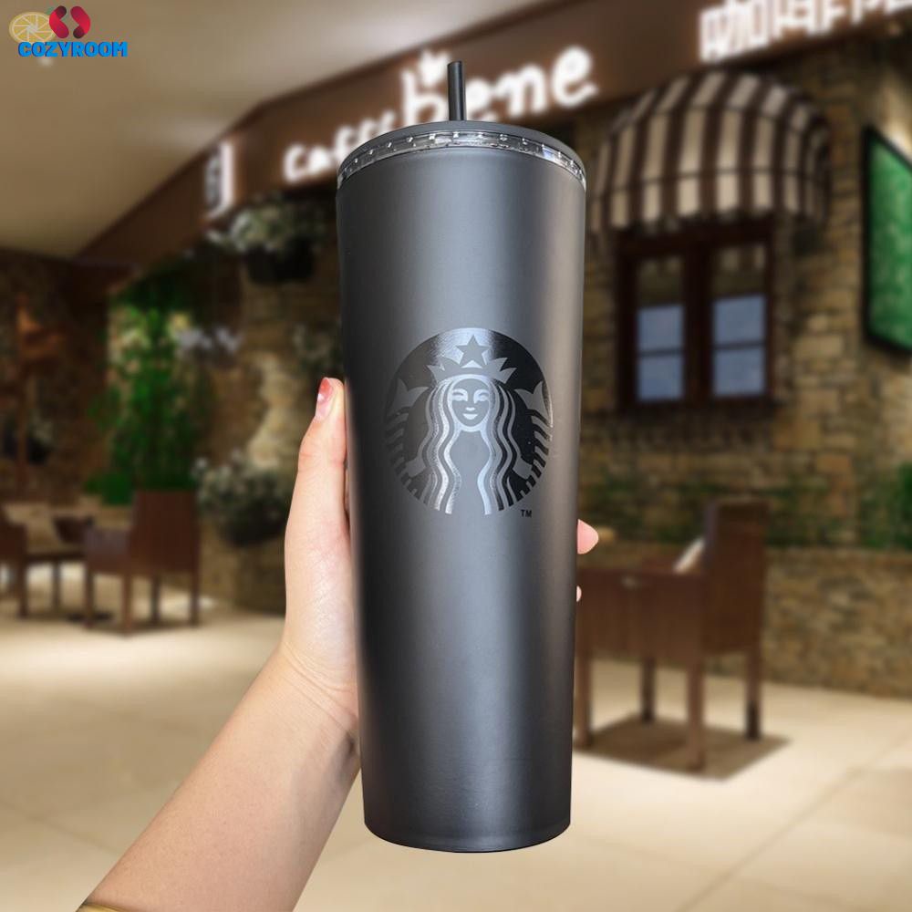 ปรับแต่ง-starbucks-tumbler-matte-black-coffee-cup-double-layer-frosted-straw-cup-cynthia