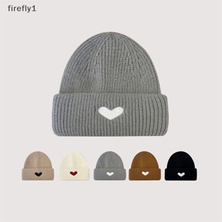 [Firefly] หมวกบีนนี่ ผ้าถัก ปักลายหัวใจ สไตล์ฮิปฮอป แฟชั่นฤดูหนาว สําหรับผู้หญิง [TH]