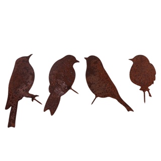 4pcs/set Outdoor Home Animal Waterproof Lifelike DIY Craft Balcony Garden Decor Easy Install With Screw Metal Bird