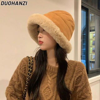 Duohanzi หมวกชาวประมง บุกํามะหยี่ หนา ป้องกันหู อบอุ่น ฤดูใบไม้ร่วง และฤดูหนาว สําหรับผู้หญิง
