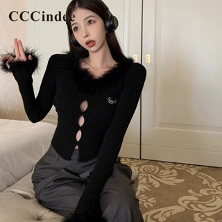 Cccindee ใหม่ เสื้อกันหนาวลําลอง แขนยาว เข้ารูป ปักลาย สีพื้น เข้ากับทุกการแต่งกาย แฟชั่นสําหรับสตรี 2023