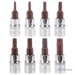 ลดกระหน่ํา Torx Bit Socket 1 4 Drive Star Chrome Vanadium ไขควงขันน็อต