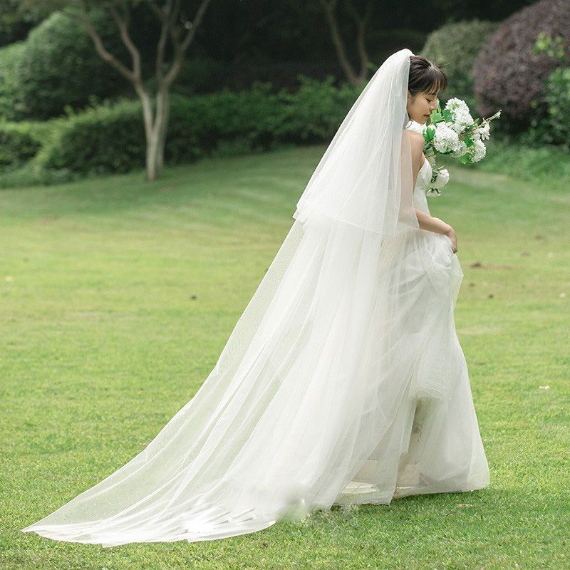 ผ้าคลุมหน้าแต่งงาน-2-ชั้น-สําหรับเจ้าสาว-ยาว-3x3-เมตร-สีงาช้าง-แชมป์เปญ-อุปกรณ์จัดงานแต่งงาน