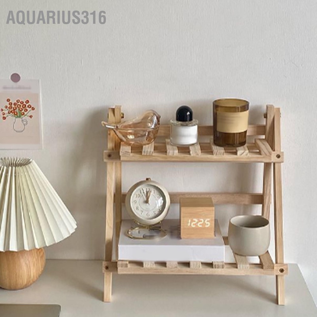 aquarius316-สก์ท็อปออแกไนเซอร์แร็ค2ชั้นไม้ชั้นวางหนังสือตกแต่งเคาน์เตอร์ชั้นเก็บสำหรับโฮมออฟฟิศ