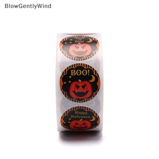 Blowgentlywind สติกเกอร์ฉลาก ลายฟักทองฮาโลวีน DIY สําหรับติดตกแต่ง 500 ชิ้น ต่อม้วน BGW