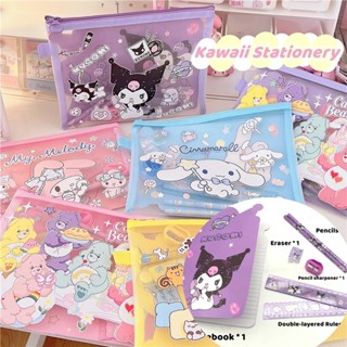 กระเป๋าเครื่องเขียน กระเป๋าดินสอ ไม้บรรทัด ลายการ์ตูน Sanrio Deluxe Kuromi Melody น่ารัก เหมาะกับของขวัญ สําหรับนักเรียน