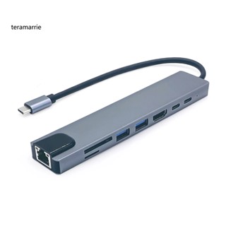 [TR] 8-in-1 ฮับขยาย Usb Type-c พร้อมการ์ดรีดเดอร์อีเธอร์เน็ต ความเร็วสูง