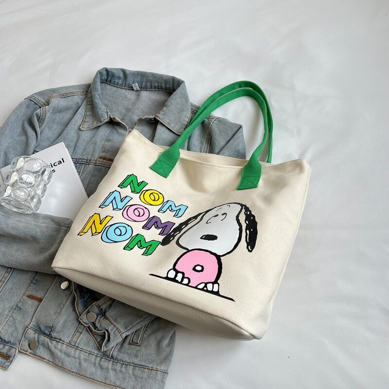 กระเป๋าถือลดโลกร้อน-snoopy-peanuts-สะพายไหล่-ผ้าแคนวาส-หนา-อย่างดี-มีซิปปิด-ขนาด-40-32-16-cm-พร้อมส่งครบ-4-ลาย-ตามภาพ