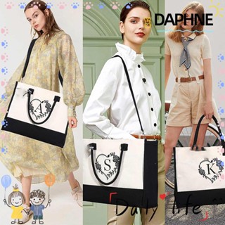 Daphne กระเป๋าถือ กระเป๋าสะพายไหล่ ผ้าแคนวาส ขนาดใหญ่ จุของได้เยอะ สีพื้น สามารถปรับได้ สําหรับสตรี