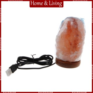 Aotoo โคมไฟแกะสลักด้วยมือ ฐาน USB Himalayan Rock Salt Lamp เครื่องฟอกอากาศ ไฟกลางคืน