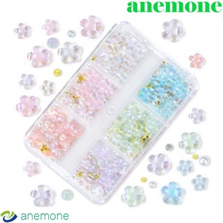 Anemone เครื่องประดับเรซิ่น รูปดอกไม้ห้าแฉก ประดับไข่มุก สําหรับตกแต่งเล็บ DIY