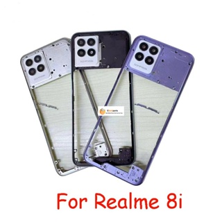Guoyin- กรอบกลาง คุณภาพดีที่สุด พร้อมเลนส์กล้อง และปุ่มด้านข้าง อะไหล่ซ่อมแซม สําหรับ Oppo Realme 8i RMX3151