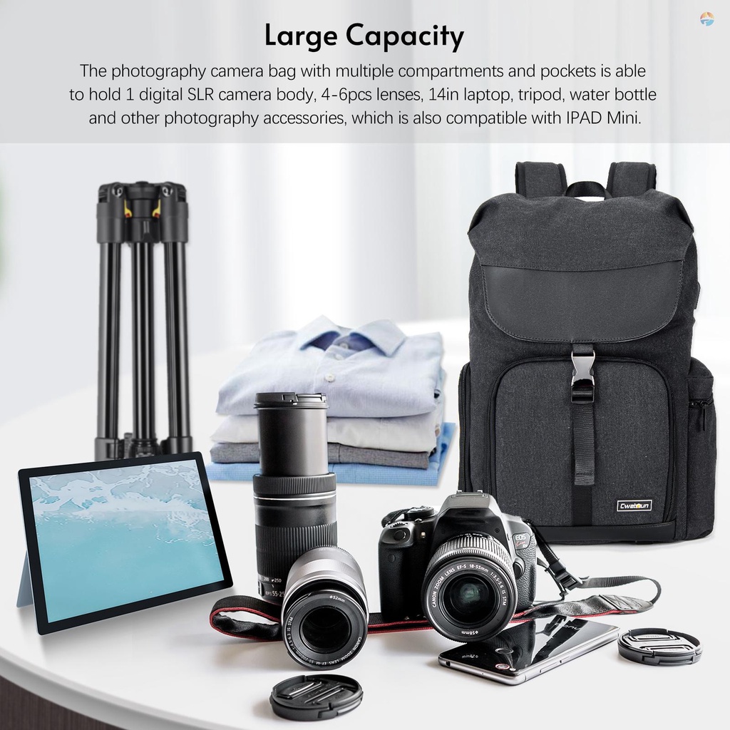 fsth-cwatcun-m8-photography-camera-bag-camera-backpack-waterproof-compatible-with-canon-digital-slr-camera-body-lens-tripod-14in-laptop-water-bottle