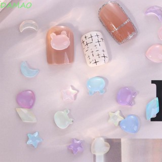 Damao อุปกรณ์ตกแต่งเล็บ พลอยเทียม เรืองแสง ลายการ์ตูนผีเสื้อ ดวงจันทร์ หมี DIY