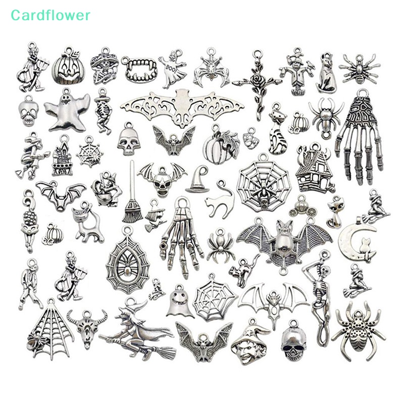 lt-cardflower-gt-จี้รูปโครงกระดูกค้างคาว-สีเงิน-สําหรับทําเครื่องประดับ-diy-50-ชิ้น