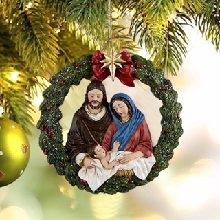 Christmas_ จี้อะคริลิค ทรงกลม ลายพระเยซู พร้อมเชือกเส้นเล็ก สําหรับแขวนตกแต่งต้นคริสต์มาส เทศกาลวันหยุด