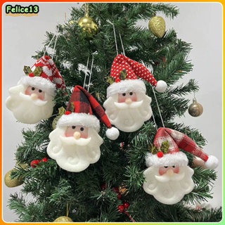 ตกแต่งคริสต์มาสถักตุ๊กตาหัวจี้แขวนต้นคริสต์มาสหมวกลายสก๊อต Santa Claus Dress Up Props -FE