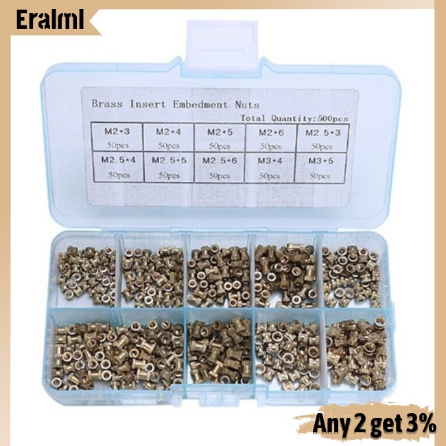 eralml-ชุดน็อตหัวฉีดทองแดง-m2-m2-5-m3-สําหรับเครื่องใช้ไฟฟ้า-500-ชิ้น