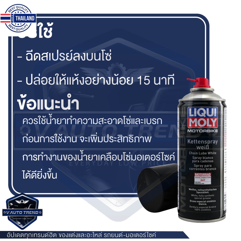 สเปรย์หล่อลื่นโซ่ จารีขาว Liqui Moly Motorbike Chain Lube White ขนาด