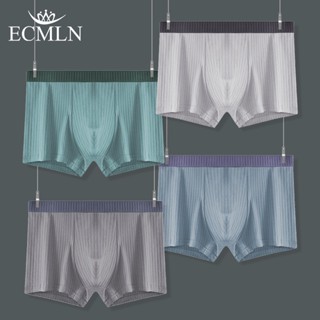 Ecmln กางเกงบ็อกเซอร์ ผ้าฝ้าย ระบายอากาศ สีพื้น เป็นมิตรกับผิว สําหรับผู้ชาย L-4XL