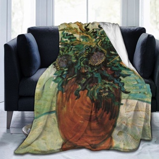 ผ้าห่ม ผ้าฟลีซ ผ้าสักหลาด แบบนิ่มพิเศษ ลายดอกไม้ Van Gogh ให้ความอบอุ่น สําหรับโซฟา เตียง และบ้าน