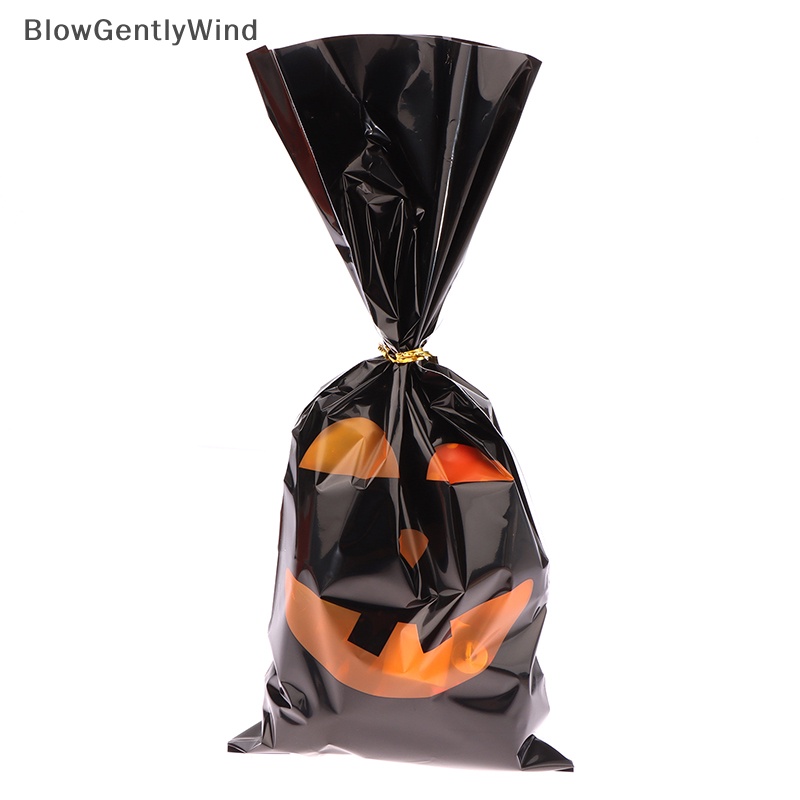 blowgentlywind-ถุงพลาสติกใส่ขนมขบเคี้ยว-ลายผีฮาโลวีน-ขนาด-12-5-27-5-ซม-พร้อมริบบิ้น-50-ชิ้น