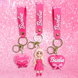 พวงกุญแจ จี้ตุ๊กตาบาร์บี้น่ารัก สีชมพู อุปกรณ์เสริม สําหรับตกแต่งกระเป๋าเป้สะพายหลัง หูฟัง