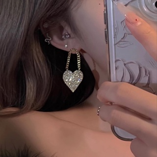 925 silver needle Japanese and Korean advanced love full diamond earrings 2022 new fashion exquisite all kinds of light extravagant earrings women
