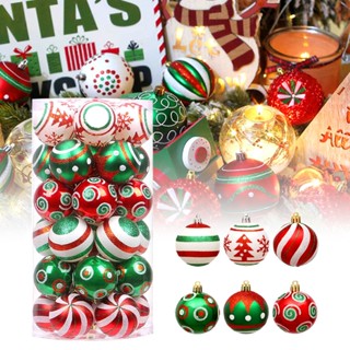 Christmas_ จี้ลูกบอลพลาสติก เคลือบไฟฟ้า สะดุดตา สําหรับตกแต่งเทศกาลคริสต์มาส 30 ชิ้น