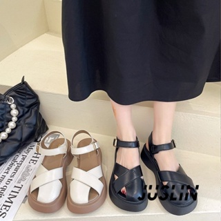 JUSLIN   รองเท้าแตะผู้หญิง ส้นแบน ใส่สบาย สไตล์เกาหลี รองเท้าแฟชั่น 2023 ใหม่  High quality Korean Style สวยงาม fashion B98G1RG 37Z230910