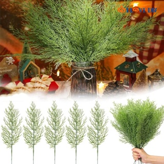 2 รูปแบบ กิ่งไม้สนประดิษฐ์ สีเขียว กิ่งไม้ / พวงมาลัยคริสต์มาส DIY ของขวัญ ตกแต่ง จําลอง สน เข็ม พืช