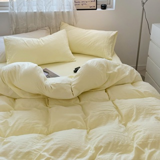 ชุดเครื่องนอน ผ้าปูที่นอน ผ้านวม ผ้านวม ผ้าปูที่นอน สีขาวนม ขนาดคิงไซซ์