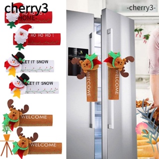 Cherry3 ฝาครอบมือจับตู้เย็น ลายกวาง สโนว์แมน คริสต์มาส สําหรับตกแต่งเตาอบไมโครเวฟ