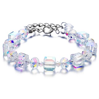 Amethyst สร้อยข้อมือลูกปัดคริสตัลโอปอล ธรรมชาติ สําหรับผู้หญิง A008