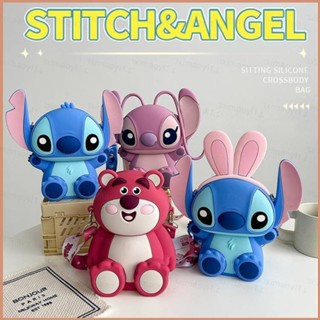 กระเป๋าสะพายไหล่ กระเป๋าช้อปปิ้ง ซิลิโคน ลาย Stitch Angel น่ารัก สําหรับเด็กผู้หญิง 23 ชิ้น