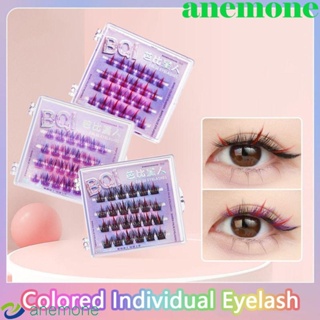Anemone ขนตาปลอม สีม่วง สีฟ้า ธรรมชาติ สไตล์เกาหลี DIY สําหรับแต่งหน้า