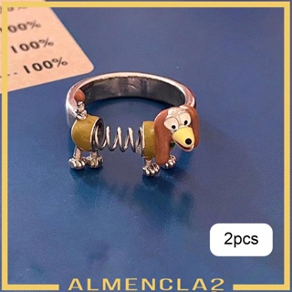 [Almencla2] แหวนสวมนิ้ว รูปสัตว์น่ารัก เครื่องประดับ สําหรับสัตว์เลี้ยง สุนัข 2 ชิ้น