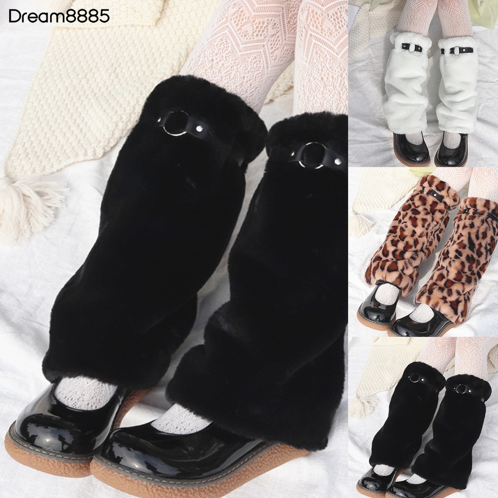 drs-ถุงเท้าอุ่นขา-ผ้ากํามะหยี่ขนนิ่ม-ลายเสือดาว-สามารถปรับได้-สีพื้น-เหมาะกับฤดูใบไม้ร่วง-และฤดูหนาว