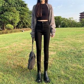 DaDulove💕 New American Ins High Street Stretch Jeans Niche High Waist Straight Pants Large Size Nine-point Pants
