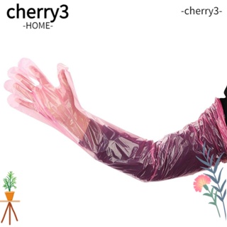 Cherry3 ถุงมือพลาสติก แบบใช้แล้วทิ้ง สีชมพู สําหรับสัตวแพทย์ 50 ชิ้น