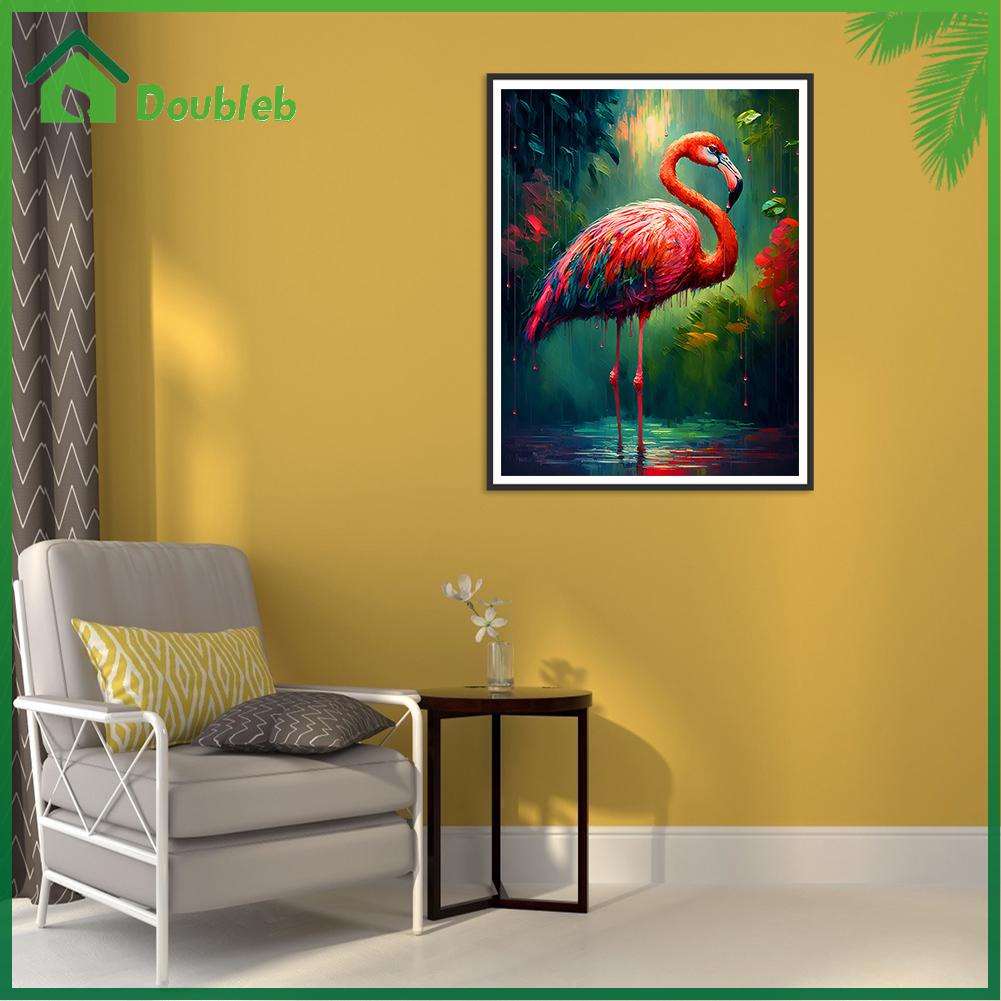 doub-x-ภาพวาดสีน้ํามัน-ตามตัวเลข-รูปนกฟลามิงโก้-ขนาด-40x50-ซม-สําหรับตกแต่งผนังบ้าน-diy