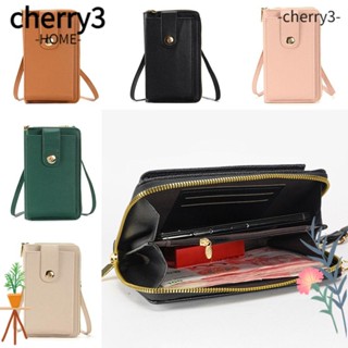 Cherry3 กระเป๋าสะพายไหล่ สะพายข้าง หนัง PU ใส่โทรศัพท์มือถือได้ อเนกประสงค์ พร้อมหัวเข็มขัด หลายช่อง แฟชั่นสําหรับสตรี