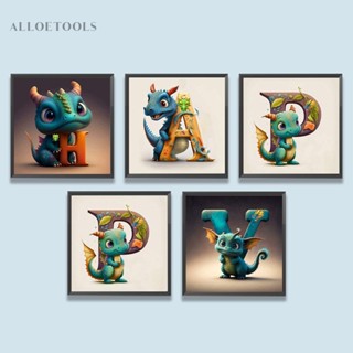 [alloetools.th] ภาพวาดปักเพชร ทรงกลม ลายไดโนเสาร์ 5D ขนาด 30X30 ซม. DIY สําหรับตกแต่ง 5 ชิ้น